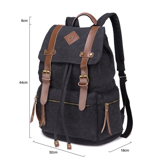 Queenie - Canvas Causal Daypack Laptop Backpack College Campus School Bag *NEW* - Picture 3 of 6